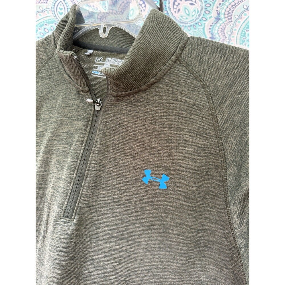 Under Armour ColdGear Men's 2XL Big & Tall Green 1/4 Zip Mock Neck Pullover - Picture 2 of 10